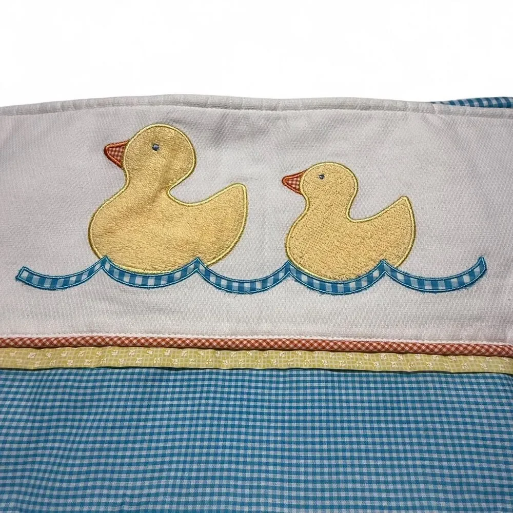 Baby Martex Vintage Gingham Rubber Duck Baby Blanket Blue White
